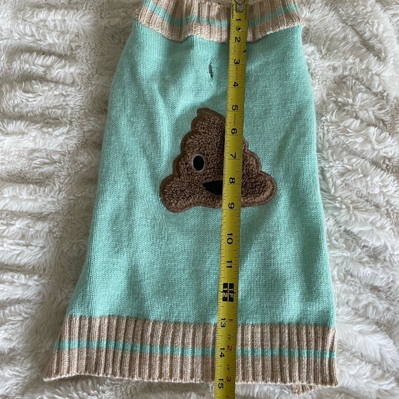 "POOP" EMOJI TURQOIUSE DOG SWEATER SIZE LG - Picture 5 of 6